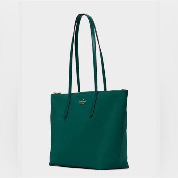 NWT Kate Spade Kitt The Little Better Nylon Large Top Zip Tote in Deep Jade - Picture 4 of 8